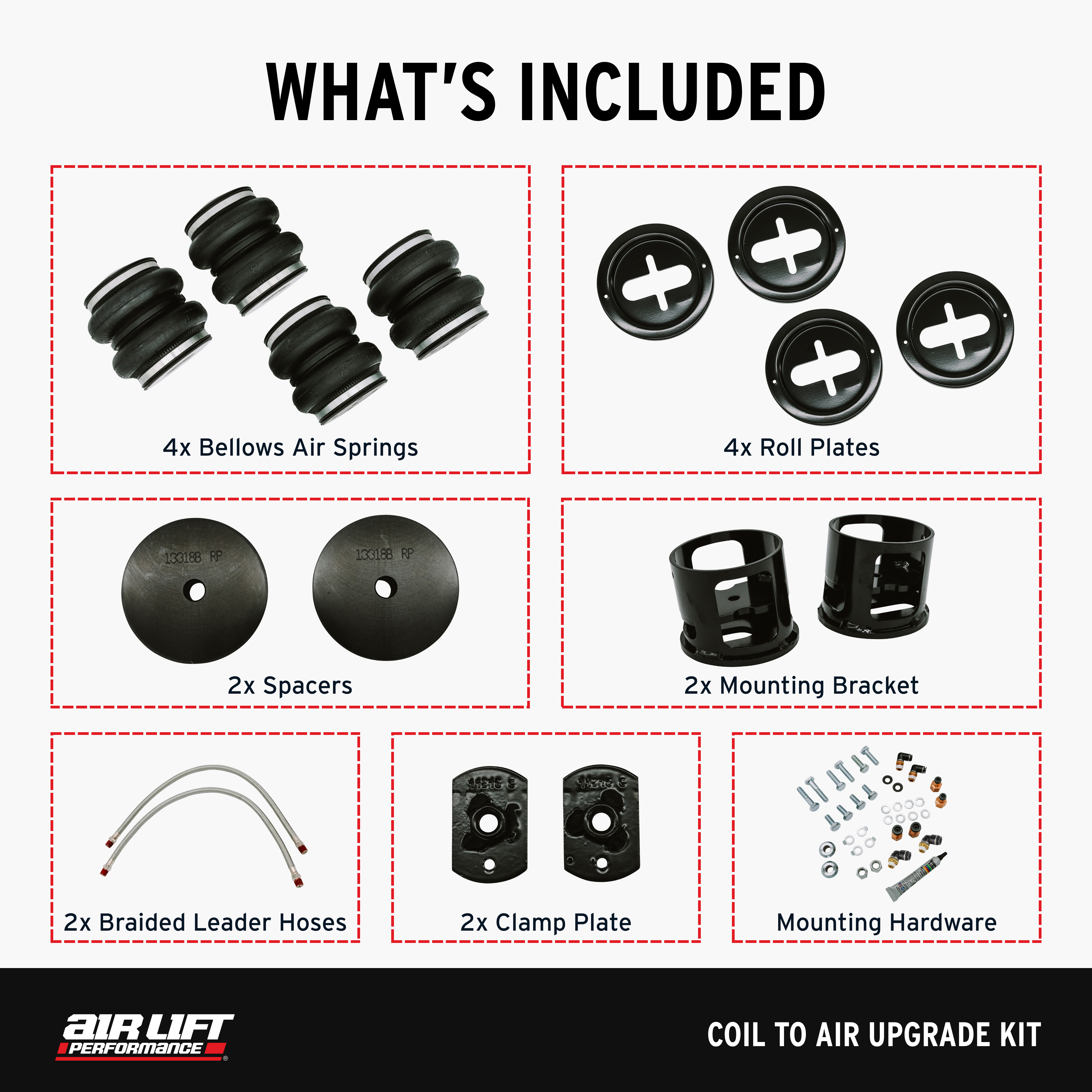 Air Lift Performance 83007 Air Lift Performance Coil To Air Upgrade Kit For Front And Rear